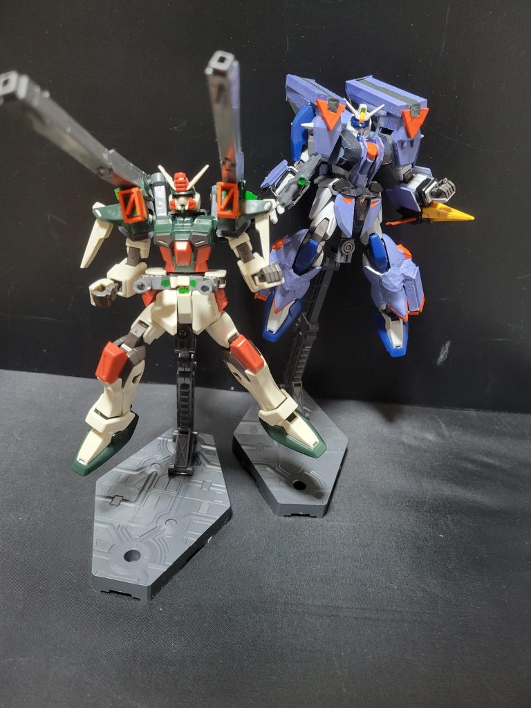 以前に作ったデュエルブリッツとのツーショットやはりデュエルとバスターはコンビだとカッコイイですね。「イザーク・ジュール、デュエル出るぞ!」「ディアッカ・エルスマン、バスター発進する!」