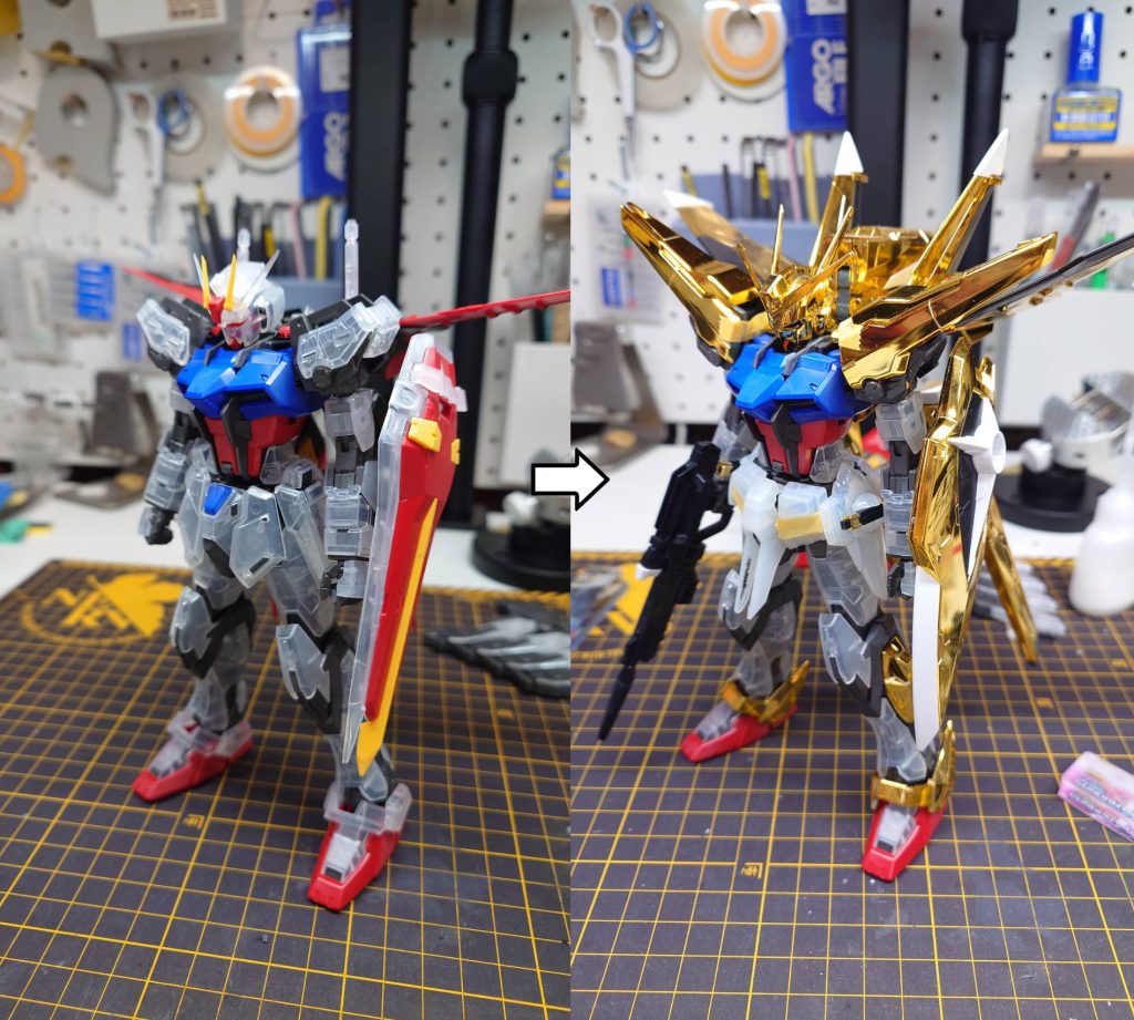 まずは大まかに、アカツキからパーツを拝借しおおまかにくっつけてイメージを固めました