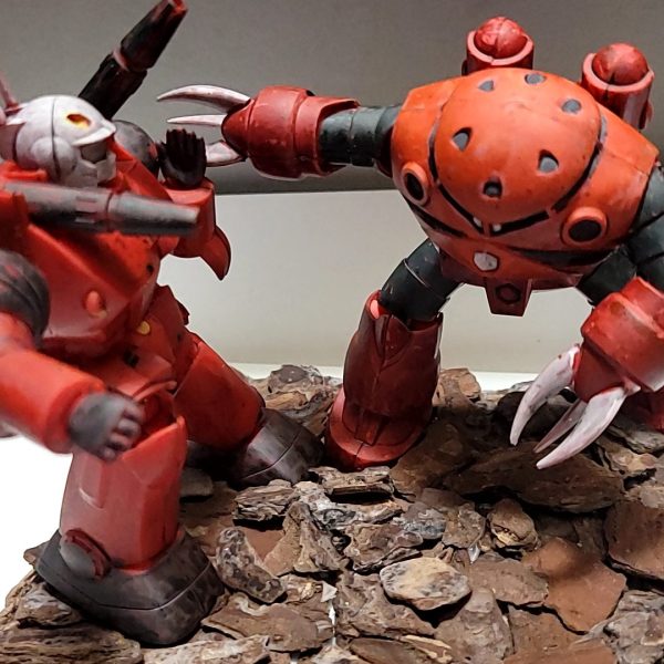 旧キットのズゴックとガンキャノンでジオラマ作成