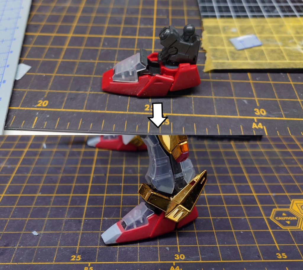 ストライクのつま先がだいぶ短いので足幅を狭くしつつ先端を延長