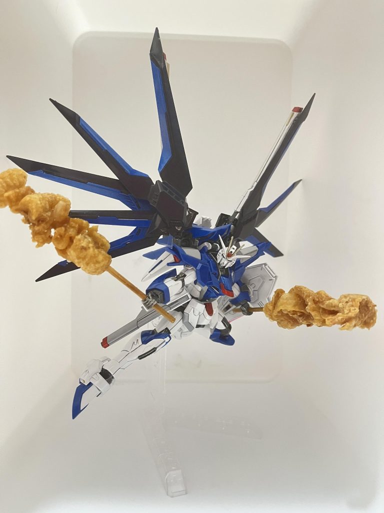 これはスーパードライ(100ml)を飲んで酔った勢いで装備させた鶏皮揚げ「守りたいツマミがあるんだ!」