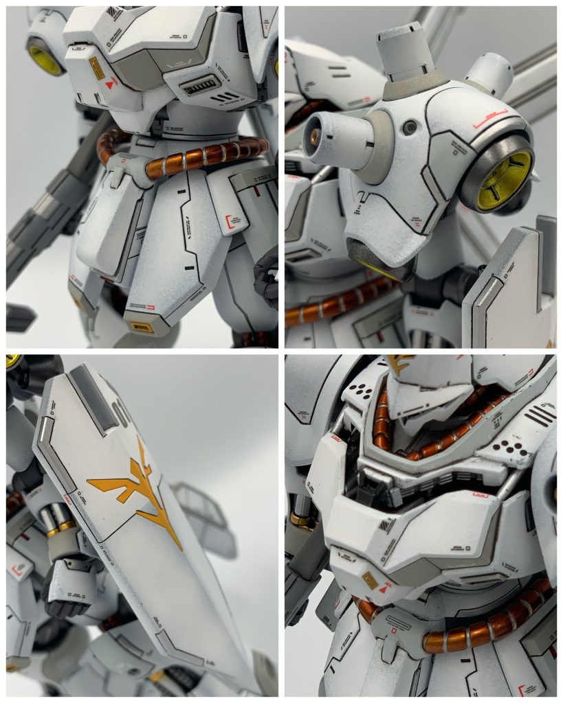 肩装甲のスジボリデザインは結構満足。胸部も拘ってみましたが、強度の維持が難しかったです。