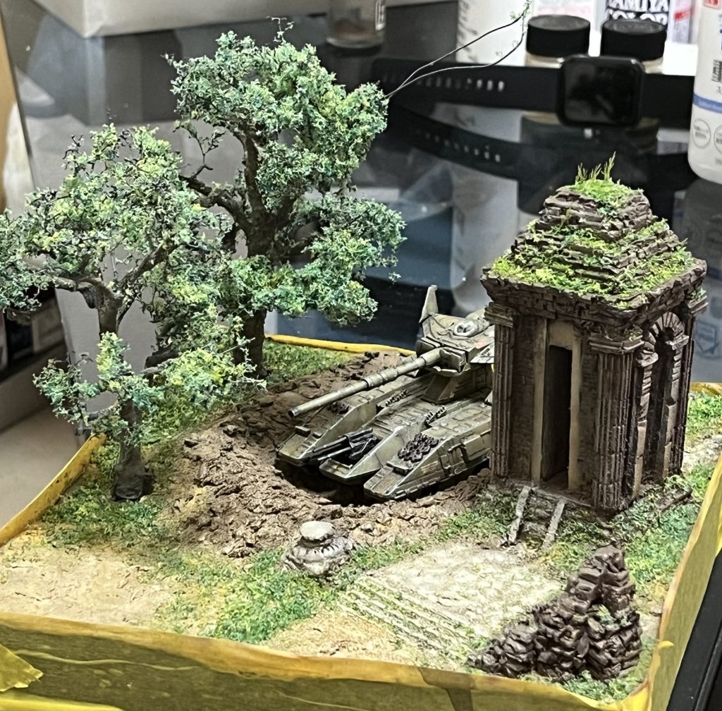 激戦前にマゼラアタックのみを配置し、暫し鑑賞。08小隊のジオラマについては実はもう一つやりたいネタがあって…以前からコメントしてたかもしれませんが「ベルゲガンタンク!」これは絶対トライしたいと思ってます。地味な兵器、結構好きです!いつの事やらまだ分かりませんが😅。以上、最後までご覧頂きありがとうございました♪