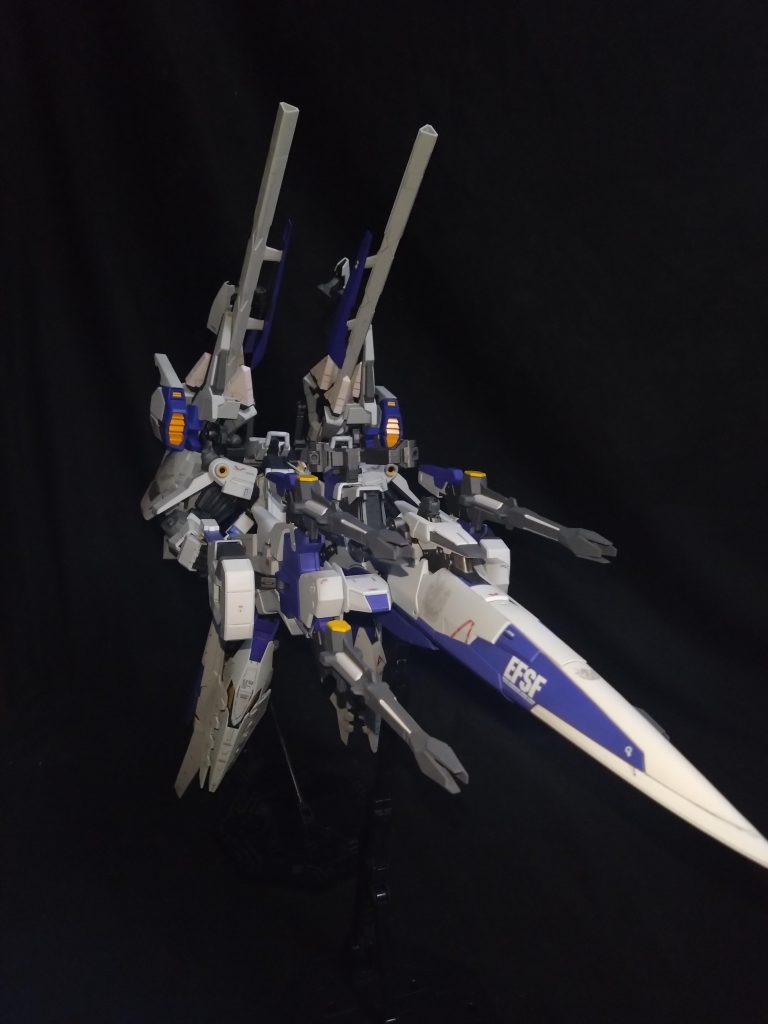 ハイパー・メガ・ランチャー装備形態　　　　　　　スパロボ的にビームを収束して打ち出すイメージです😁　　　　　　　　　　　　　　　　　　　　　ぜひアムロに「たかが石ころ一つ、ガンダムで消し飛ばしてやる！」と言っていただきたい😁