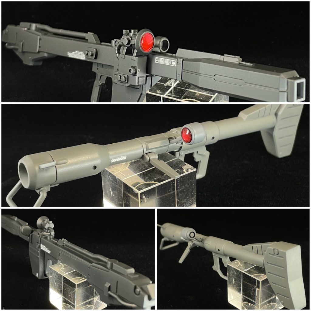 HGUCドム、、手持ちのキットが これしか無かったので、前回とあまり期間が空いてないけど 制作。なので、内容もほぼ同じです 笑ちょいと違うのは、市販品が手に入らなかったので、握り手を キットパーツを改修して制作しました。硬化時間とか、めんどくさかった汗握り手問題、、そろそろ解決したいです (-｡-;◎制作内容◎キットは ドムとリックドムのコンパチになっていますが、・リアアーマー／長い方がカッコいい・バックパック／改修により バーニアの大型化・足裏／バーニア付きの方が映える上記により、リックドムのパーツで制作しています。ビームバズーカも制作しましたので、キット的には リックドムですが、、当方としましては 自分の思う カッコ良い『ドム』として制作しましたので、blogでは ドムとして表記してあります。◎全身・プロポーションの見直し・必要箇所を 合わせ目処理。・適材適所、筋彫りやプラ材、エッチングパーツ等でディテールアップ◎頭部・アゴを引けるように 首の接続部を可動化。▷上記により 頭部を後方へオフセット▷アゴ下の外装は 下部を削り込んでいます。・モノアイは市販品に変更・モノアイガードと頭部とのラインを削りこんで修正◎胴体・頭部横にある 鎖骨ガードは プラ材でボリューム増。・肩位置を上げるため、腕との接続軸を上方へオフセット・拡散粒子砲は 市販クリアパーツに変換し 二重構造に。・腰の上下で 延長加工／2mm◎腕部・肩アーマーは 内側で幅増し、ボリュームアップと 肩の隙間の緩和を行っています／1mm・上腕で 延長加工／1mm・下腕 外装の外側手首付近を延長／1mm・握り手は キットパーツを加工し制作。・ハンドパーツの指は 近年のMGに準拠しフレームカラーで塗装。◎脚部・股関節との接続部は 近年のMGに準拠し フレーム解釈。・太ももで延長加工／2mm・足首で延長加工／2mm・体重のかかる足首は プラ材での補強版を制作し 補強。◎他・背中のバーニアは 市販品の物に変更し 大型化＆ディテールアップ・各バーニアは シャープに加工