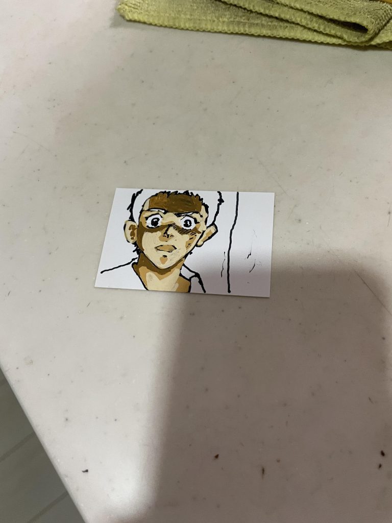 背景はマッキー一髪が木から色塗って修正かけてのお急ぎ制作、枚数ある程度必要なので。