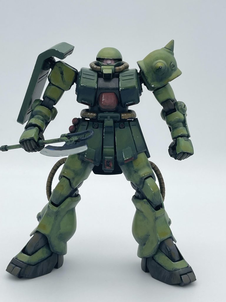 ザク2改は黒立ち上げ、筆塗り塗装しています。