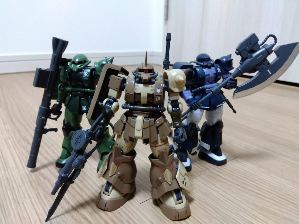 オリジン系ザクで。C-6、エグバ機、オルテガ機