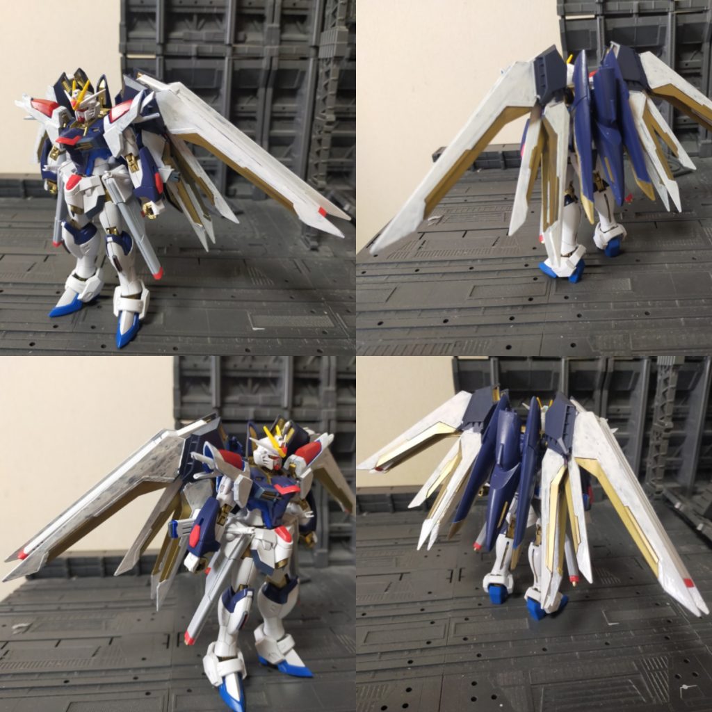 設定的にライジングフリーダムとプラウドディフェンダーのプロトタイプを組み合わせた機体。フリーダムの顔にへの字スリットを刻んだのも特徴。