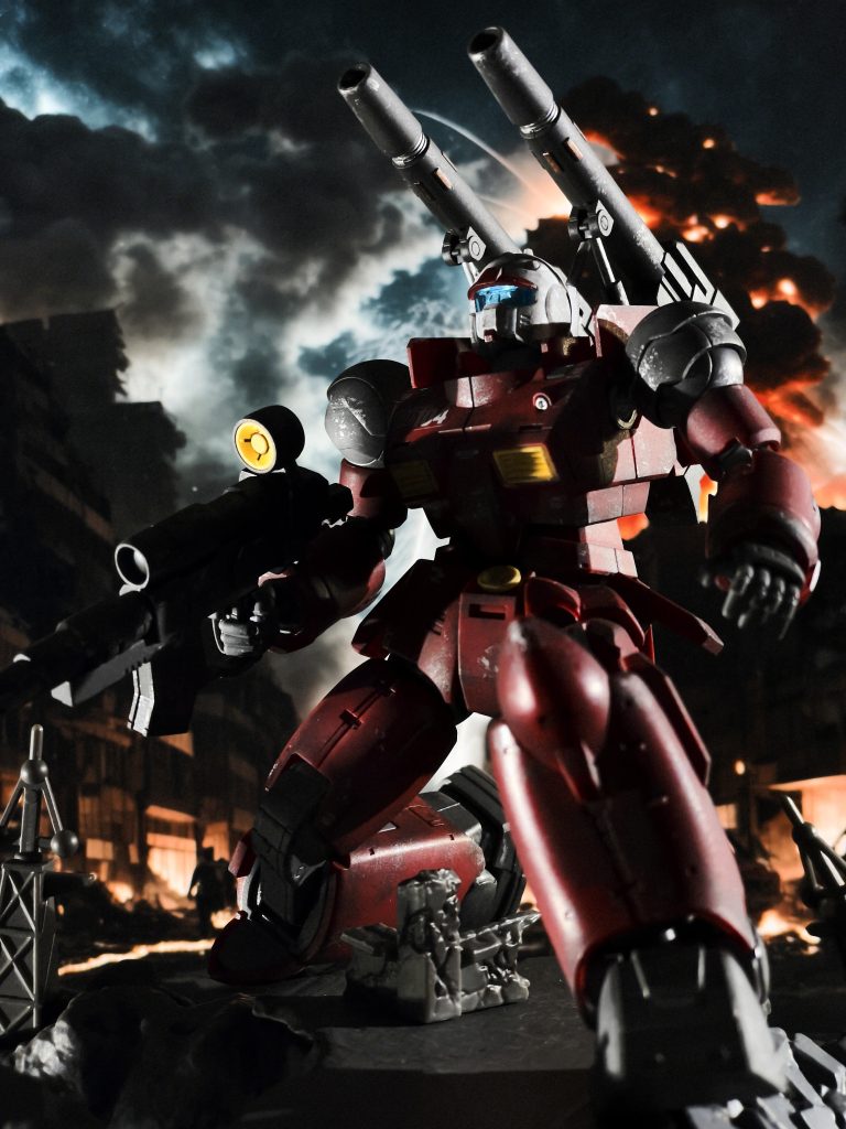 メイン写真は少しトリミングされちゃったので全景を。成形色に筆塗り部分塗装とウェザリング、ドライブラシでフィニッシュ。艶消し仕上げとなります。