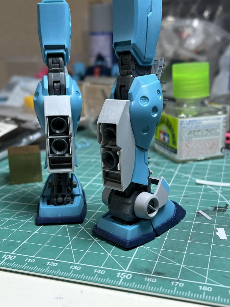 ふくらはぎのバーニアカバーを好みの形にプラ板で作りました😃