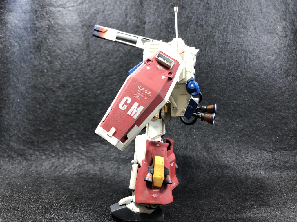 各バーニアや砲身には焼け表現しておりますシールドのCMは狂四郎がプラモシュミレーションしていた模型店のクラフトマンからw