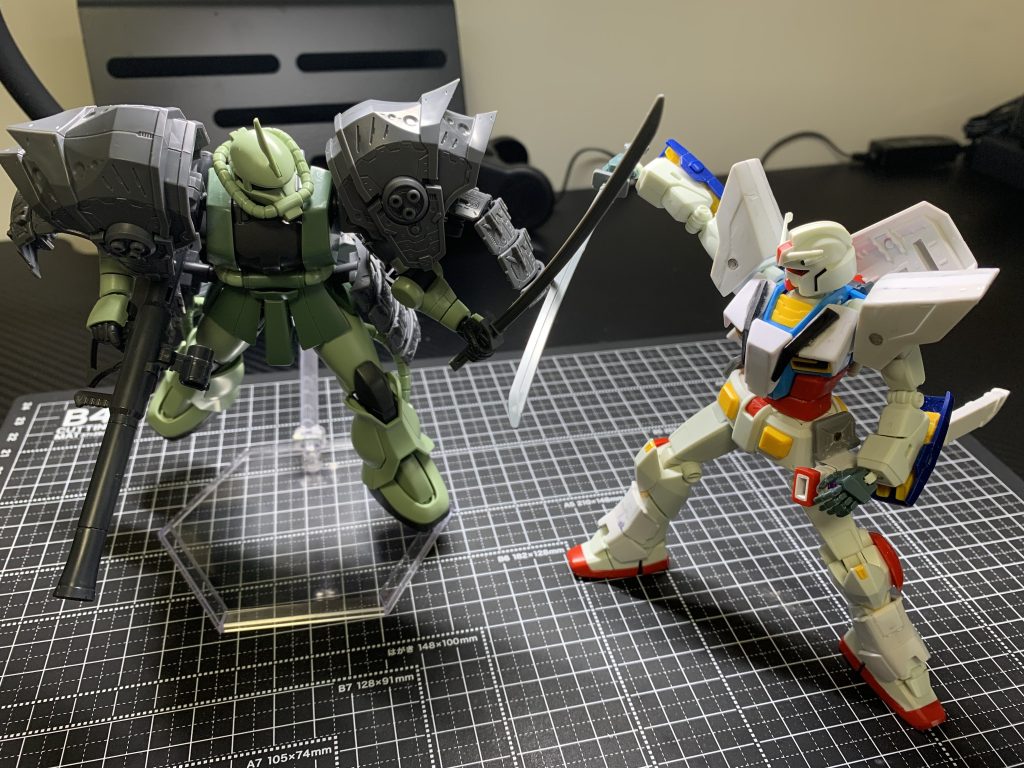 左舷強攻型変更前の強攻型ザク 対 ガンダムG40カスタム近距離型[ソードTYPE]　観覧して頂き、ありがとございました🙇