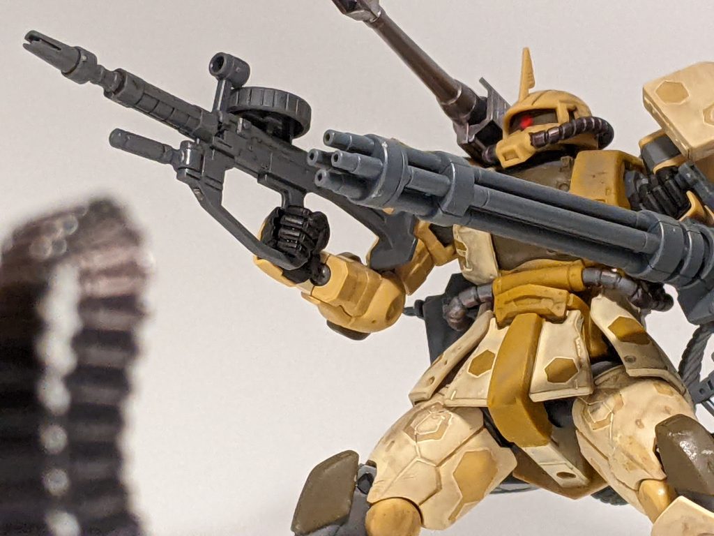 「ガトリング砲を使用するッ!」トドメはガトリングで壊滅。これが、ジオン制圧部隊…!