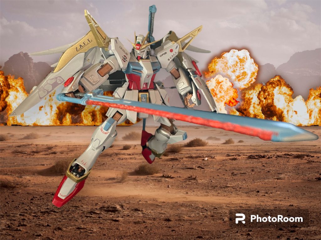 本機のVPS装甲の設定は白を基調としたものに変更され、特に関節部はストライクフリーダムやインフィニットジャスティスに採用された機構が採用され、最大稼働時の高負荷にフレームが耐えうる様、PS化により赤銅色に輝いている。