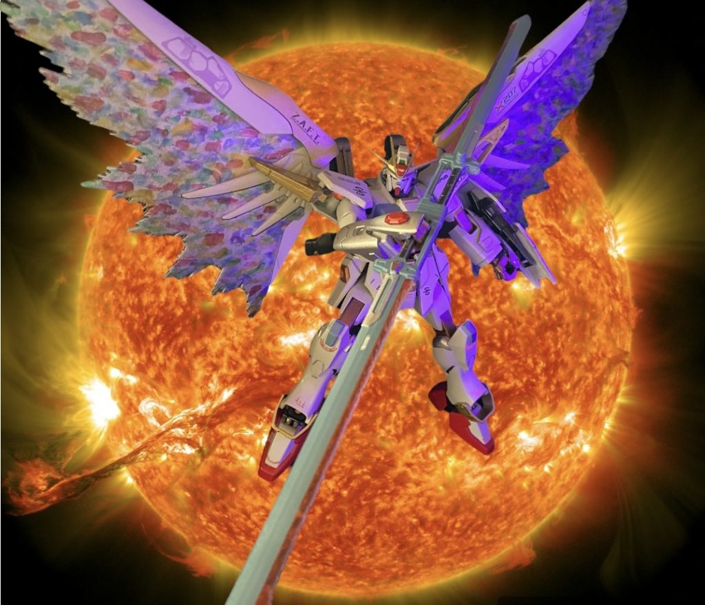 型式番号のWはドイツ語で白を意味するwisseのほか、翼(wing)を持つ天使ような意匠、また二振りの大剣を装備していること等から付けられている。白い機体色は、デュランダル議長の腹心ではあったものの、アカデミー、ミネルバ隊、そしてフェイスでシンと共に闘い、メサイア攻防戦にてMIAとなった戦友、レイ・ザ・バレルのパーソナルカラーにあやかった為とも言われている。コンピュータ上のシュミレーションの段階で非常に高い性能が期待されていた本機ではあるが、かつてデスティニープランを強行する為の「最後の力」の旗手として建造された経緯を持つ原型機を、反デスティニープラン派が主なコンパスで制式採用する事は政治的な側面をはじめとした課題も多く、最終的にクライン総裁からの承認が下りないまま計画は凍結されてしまう。その時点でテスト機体用に調達されていた資材は、OS開発にも携わっていたオーブ首長国連合モルゲンレーテ社のオノゴロ島地下施設にて保管されているという。