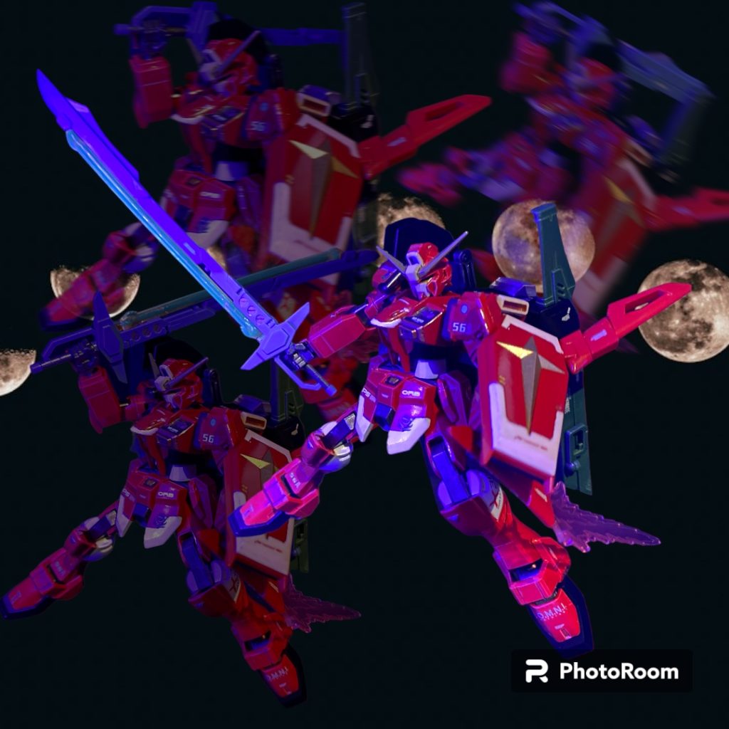 攻防2種の新型シールドなど、「イージス(盾)」の名に相応しい近代化改修が施された本機は、地球側からコンパスに志願していたナチュラルのパイロットでも操縦可能であり、スーパーミネルヴァ級、アークエンジェル級、イズモ級などで試験運用されたという。そこで得られたデータは、のちのコンパス制式採用機体群や、インパルスガンダムSPEC2などの開発に多大な影響をもたらしてゆくのである。