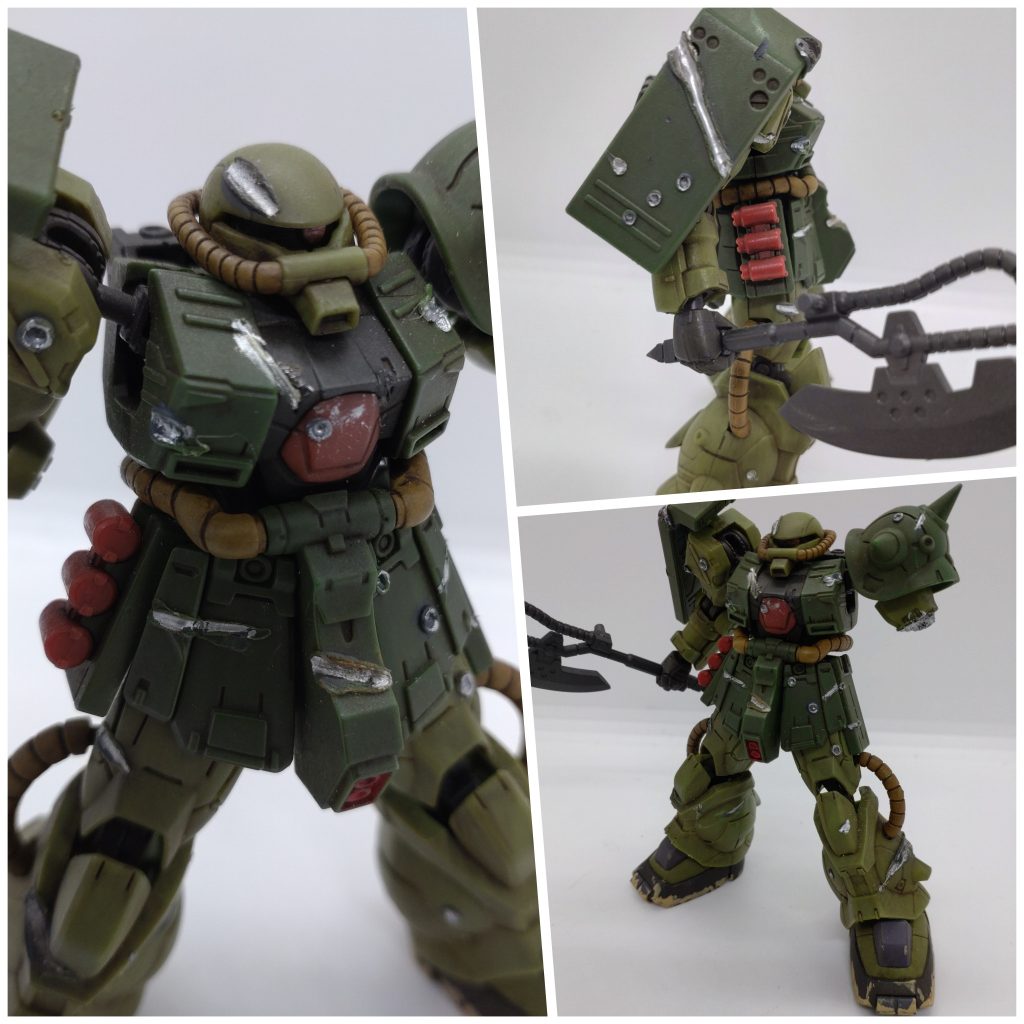 オマケつい楽しくなりすぎてつくった並じゃないザク✨これ・・・、コクピット当たってますよね?バーニィ君状態💦