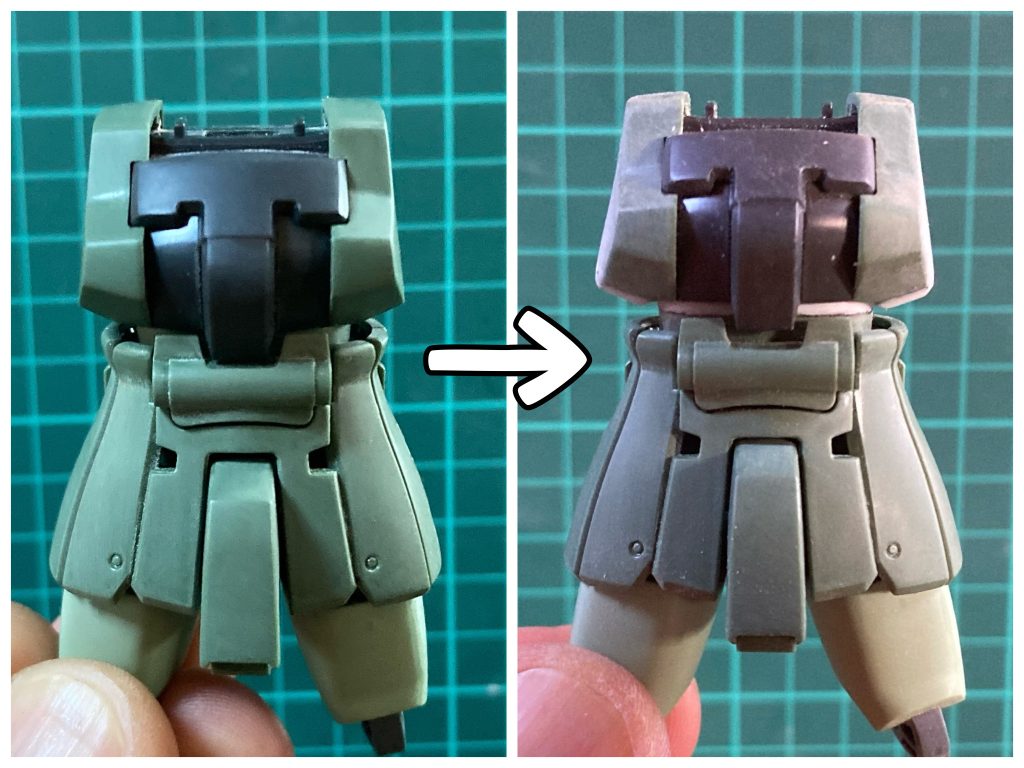 今回の改修。全身のバランスを見た時に、若干 上半身のボリュームが足らないように感じたので、そこだけイジってみました。ほぼ、ここだけです。ただ、個人的にはこの完璧なスタイルのF2 ザクが、ほんのちょっとだけ更にカッコよくなった気がするのですよ😌ｳﾝｳﾝ