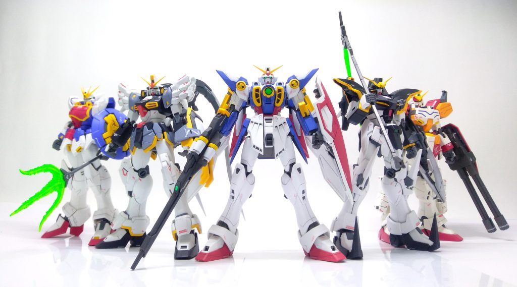 ウイングガンダムだけTV版で他がEW版なので統一性ありません🙄💦　ですが大好きなTV版に寄せて集合させたので満足しております。次はTV後期5機をそろえたいところですがいつになることやら･･･。ご覧いただきありがとうございました。