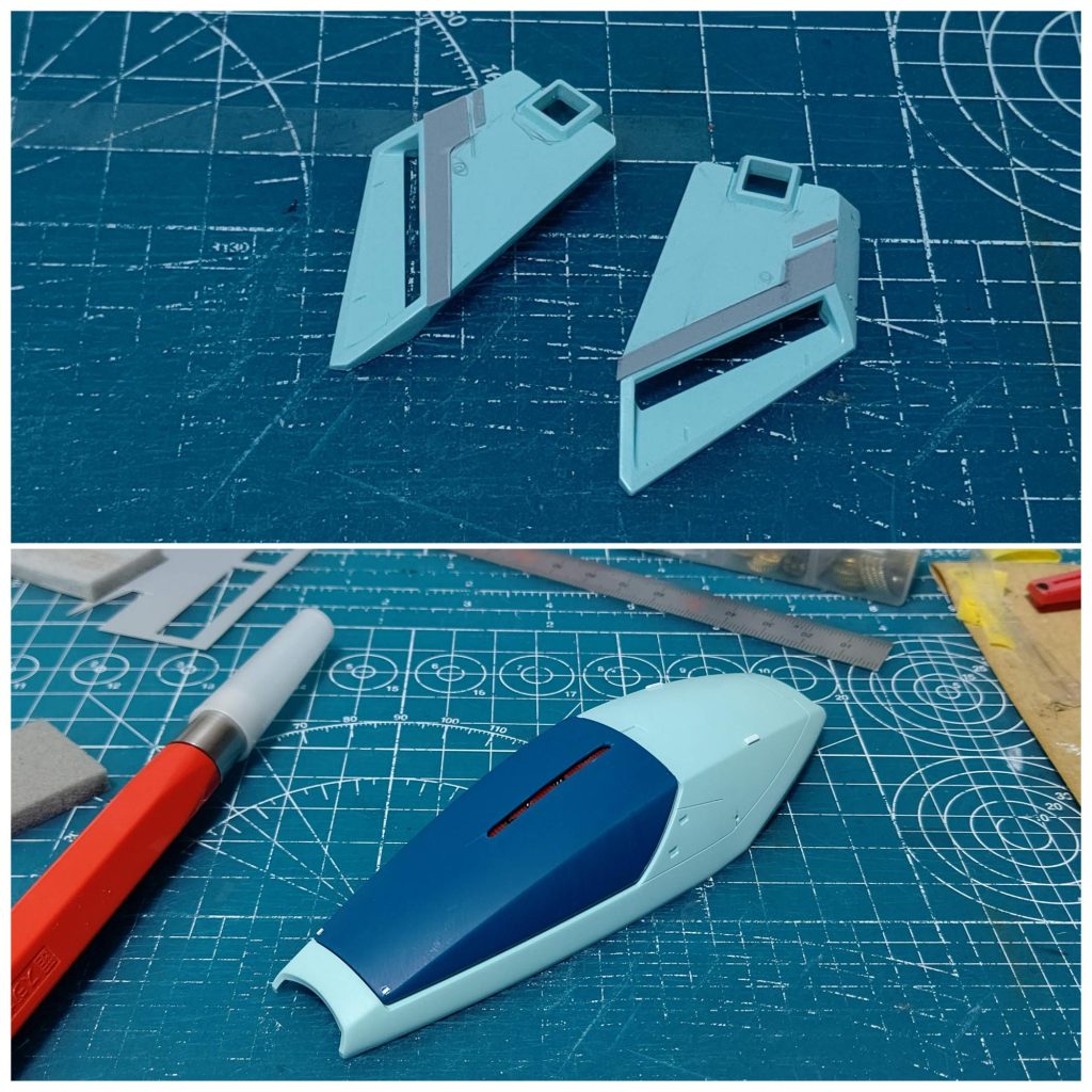 ディティールアップ作業。フロントスカート、シールドが味気なかったので試行錯誤してました。