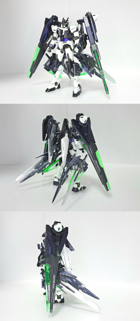 近～中距離戦での制圧能力の向上を基点とし、両肩のアークドライヴユニットと両腕のアークブレイサーには、ガンダムAGE-FXから着想を得た新機構「GNバースト」を搭載。シンプルな機体構成ながらバリエーションに優れた攻撃を行えるようになった。更にセブンソード/Gとダイバーエースの装備とGNドライヴを追加し、フルセイバーの名を付けた。