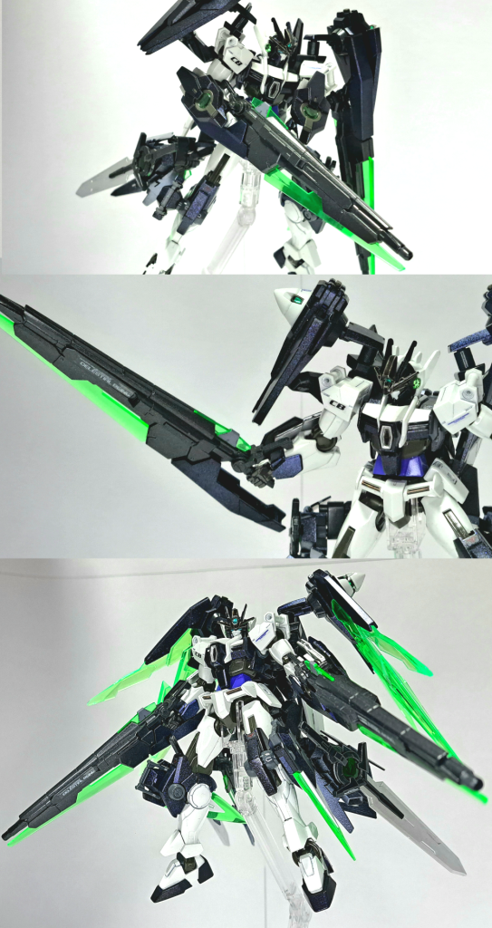 GNソードIIブラスターGNソードIIをベースに開発された武装で、威力はEカーボンの板20枚を一撃で撃ち抜く事が出来る程に高い。普段はドライヴユニット付近にマウントし、その状態でも射撃が可能。