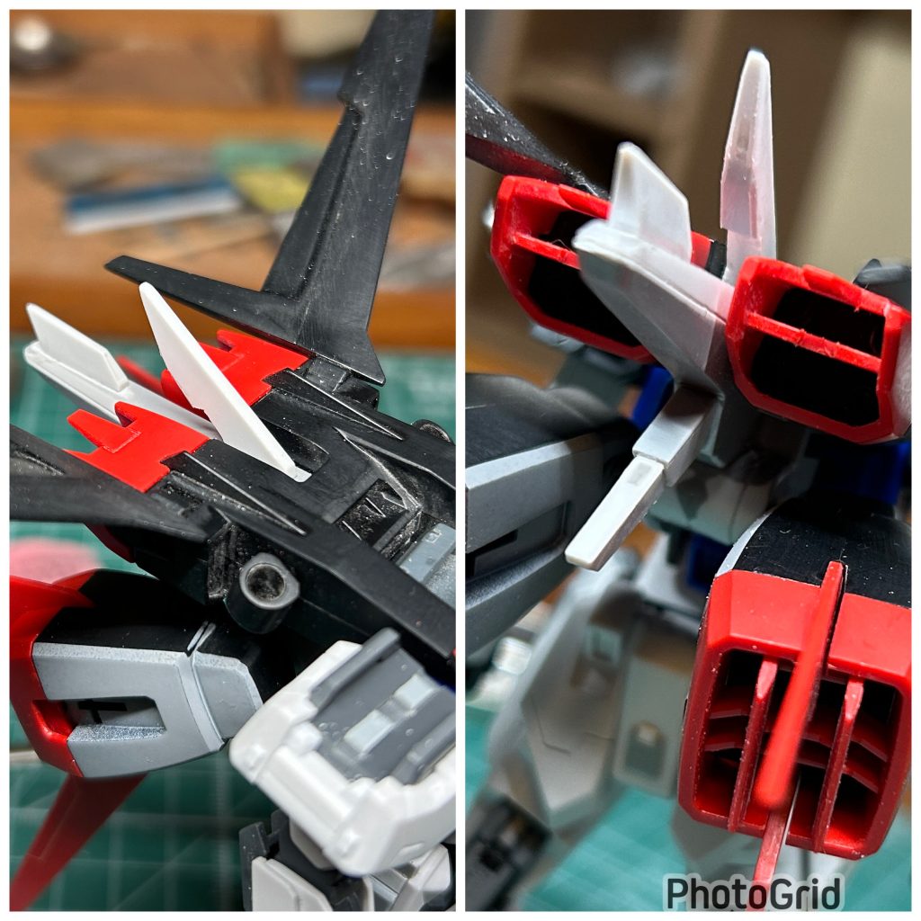 エールストライカーには少し物足りなく感じたので、ルブリスのシールドのパーツを拝借してくっつけました👍最後まで見ていただきありがとうございました😊