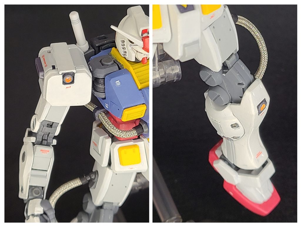 バックパック、上半身内部フレーム、ヒザ関節にザク系キットを組み込み、劇中設定を意識してみました。