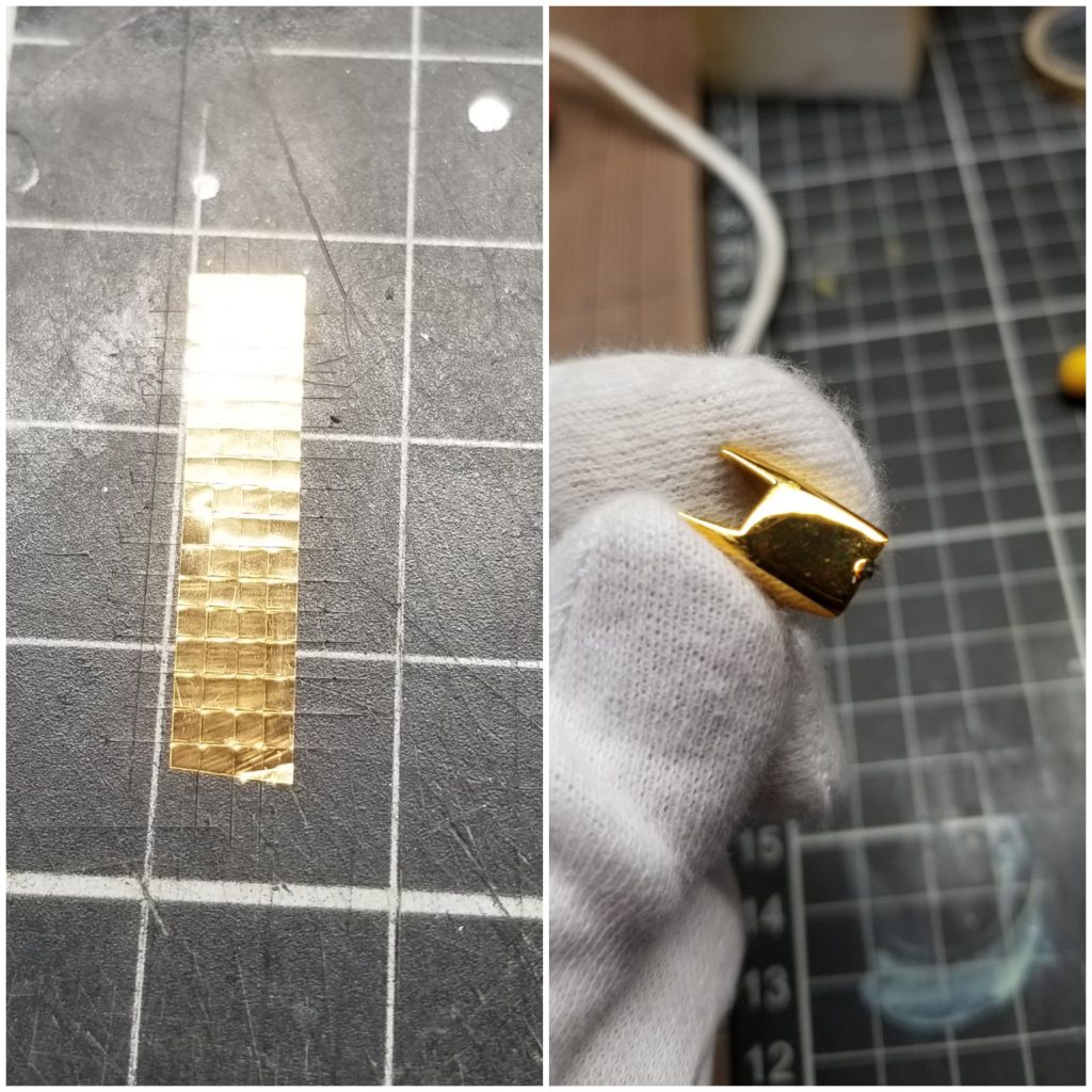 細かく切ったラピーテープをゲート跡ひとつひとつに貼っていくという作業💦やり始めて気がつきました。パーツ１つに対してだいたい３つはゲートが付いてます…我ながら気の遠くなる選択をしたもんだ(笑)でもまぁ、結構わからなくなるようにはなったので費やした時間はムダではなかったかな✨