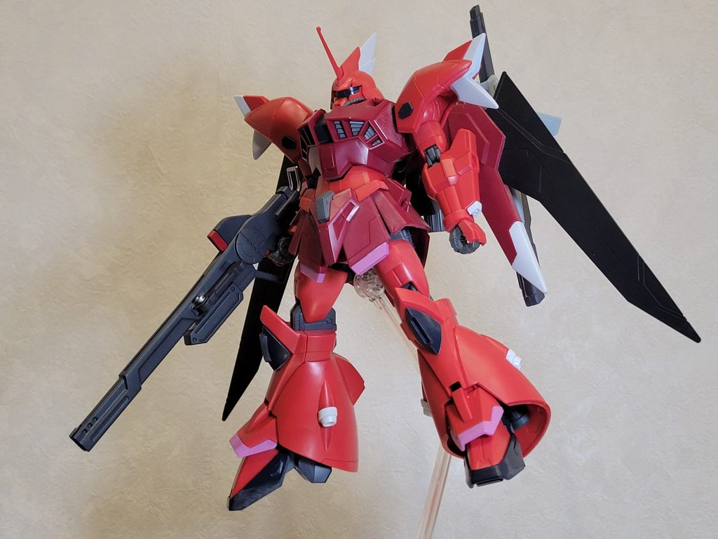 ■装備状態パチ組ですがゲルググメナースに装備させてみました劇中に近いサイズ感になったかな？と思いますただ、キットのサイズも大物装備感があり、あれもあれで好きです■感想この度も見てくださり、ありがとうございました！初めて3Dプリンタから作成しましたが、恩恵と難しいところが実感できました。ただ、自分の手加工の工作能力を補うためにはとても役立ってくれそうなので、ハイブリッドモデラー目指して頑張りたいと思います！