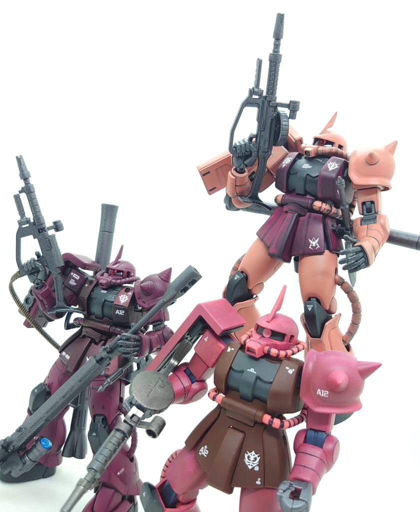 赤い三連星、別ver.です。急に登場した旧HGUCはこちらhttps://gumpla.jp/hg/1205273