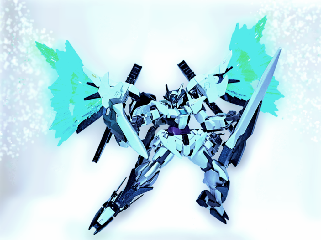 ハイヤーザンスカイフェイズトランザムインフィニティが更に変化した状態。機体の内部を循環する高濃度GN粒子の速度が限界まで向上する事で、装甲表面の輝きが赤から高輝度の青へと変化する。