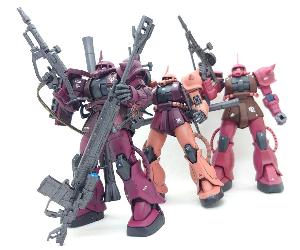 いにしえ(笑)の旧HGUCシャアザクを引っ張りだして来ました。赤い三連星ですwhttps://gumpla.jp/hg/1205273