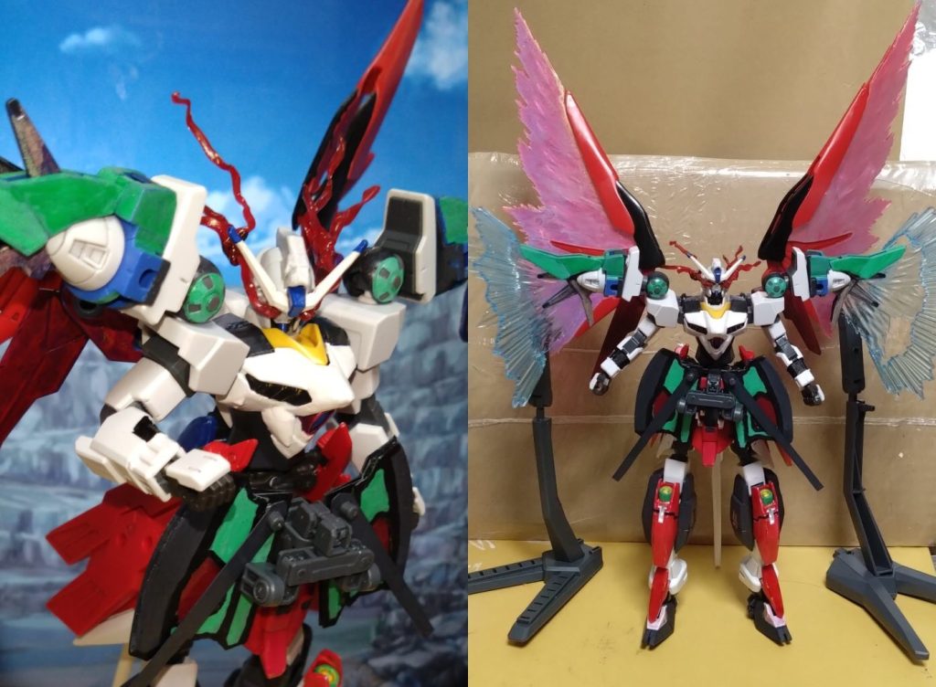 そんなリベロには様々なシステムが複数搭載されており、形態によって使用できるモノにも限りがあります。ノーマル時は主に背中のウイングから発する『ヴォワチュール・リュミエール』を使用しますが、両肩のリベロ用に改良したGNドライヴ『リベロドライヴユニット』の制限を解除して同時に使うことが可能。驚異的な速度で戦場を駆け抜ける。そんなノーマル時には更なる機能が搭載。この機体にはパイロットへの身体障害を与える問題を解決した新たな『阿頼耶識』が搭載されており、リミッターを解除した形態『アンラッシュモード』というモノが存在する。 『ガンダムリベロ-アンラッシュモード-』『アンラッシュ』は『解放』や『制限を無くす』言葉。『ヴォワチュール・リュミエール』、更には『トランザム』と同時に使用することができ、その戦闘能力はまさに獣…と化す。