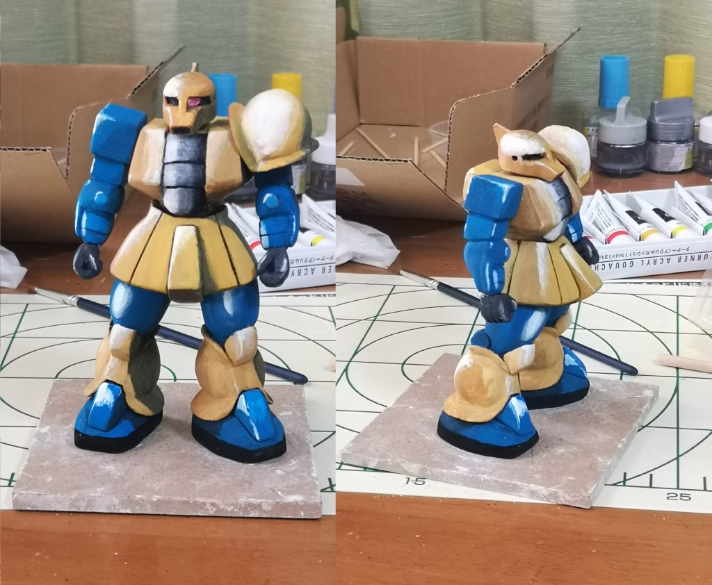 正面から見ると重心が左に偏っていて、左から見ると白いから