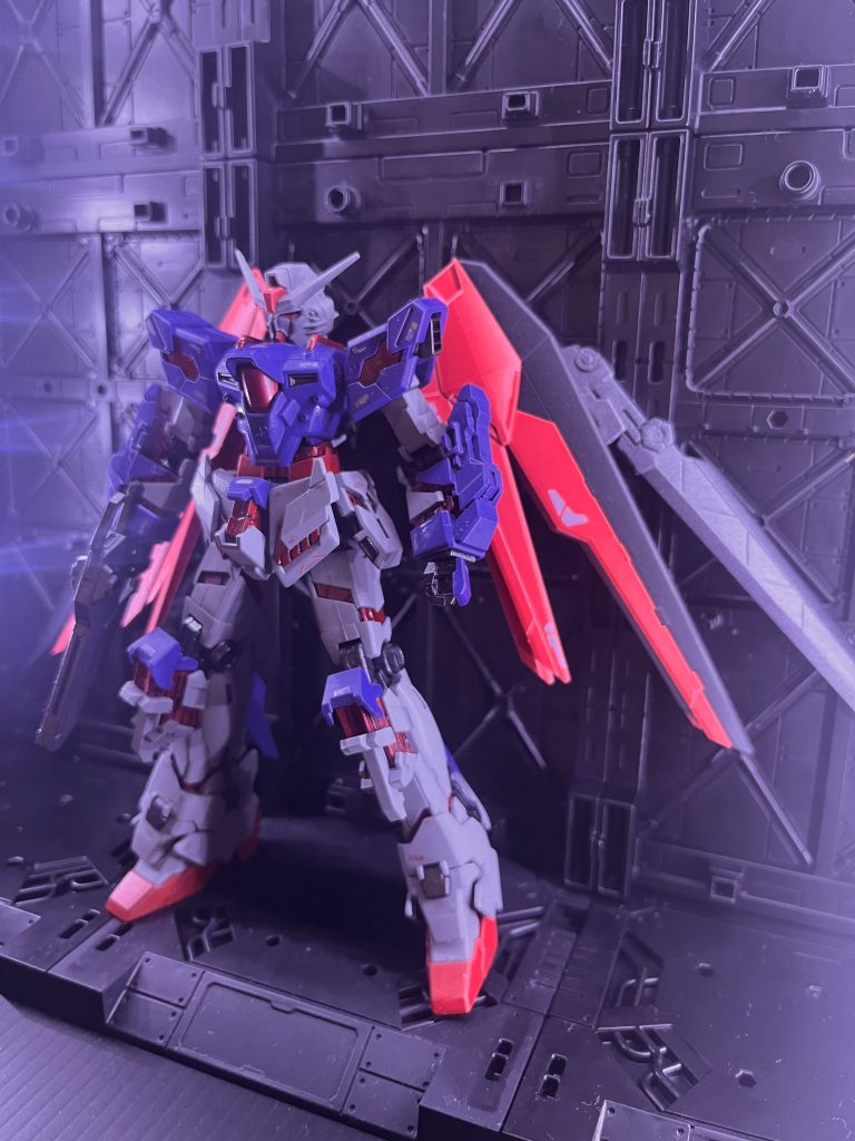 バックパックはフリーダムガンダムから流用。ボリュームを出すためにビルダーズパーツの剣を取り付けました。