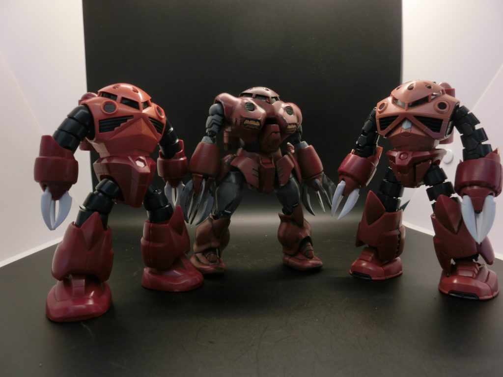 左からHGズゴック、オリジンズゴック、RGズゴック