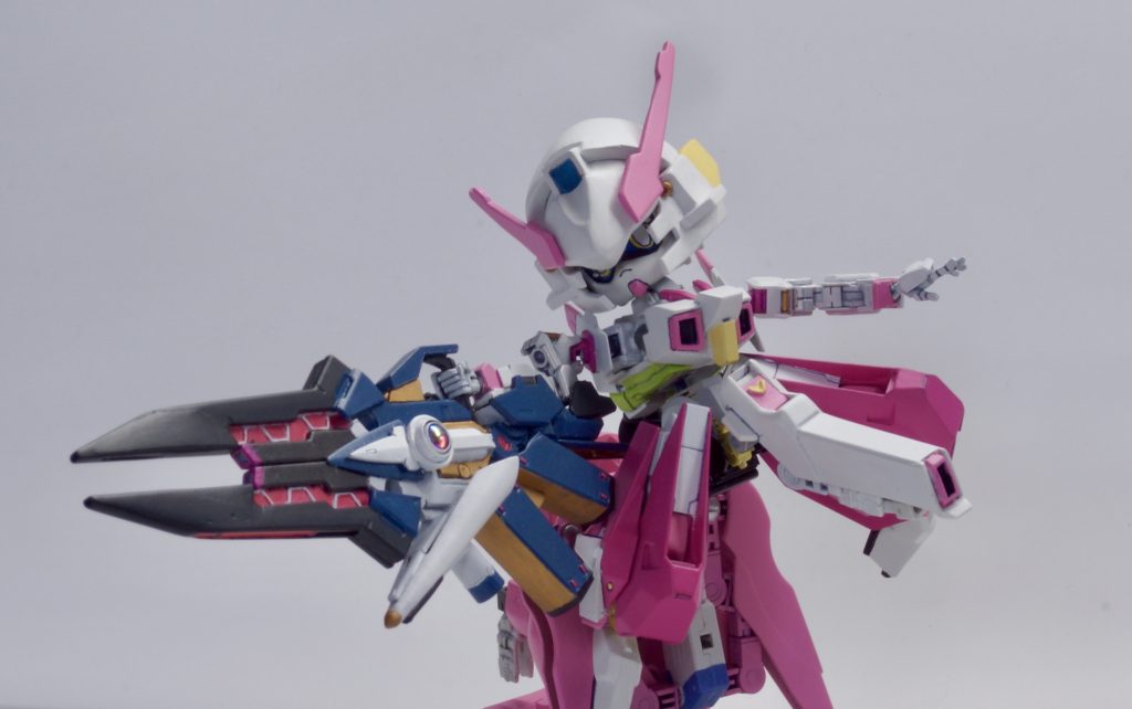 レイジングスピリットシュプリーム…言いにくい名前です。かなりゴツいボリューミーな武器になりました。リフレクションは台座をつける穴を開けていなくて、浮かせるのに一苦労です。