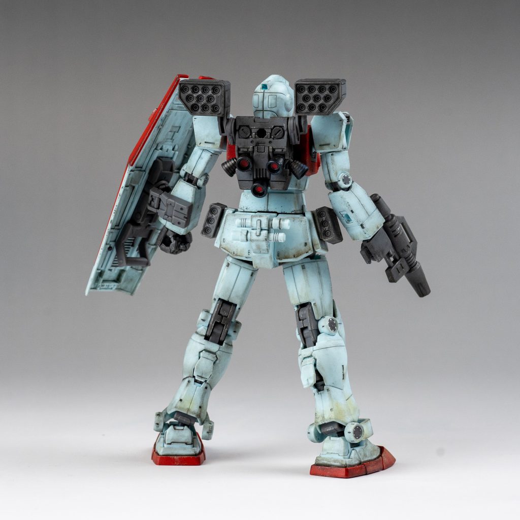 HG ジム (ショルダー・キャノン装備/ミサイルポッド装備)ウェザリング–5枚目/制作者：M.マウス Ver.Le