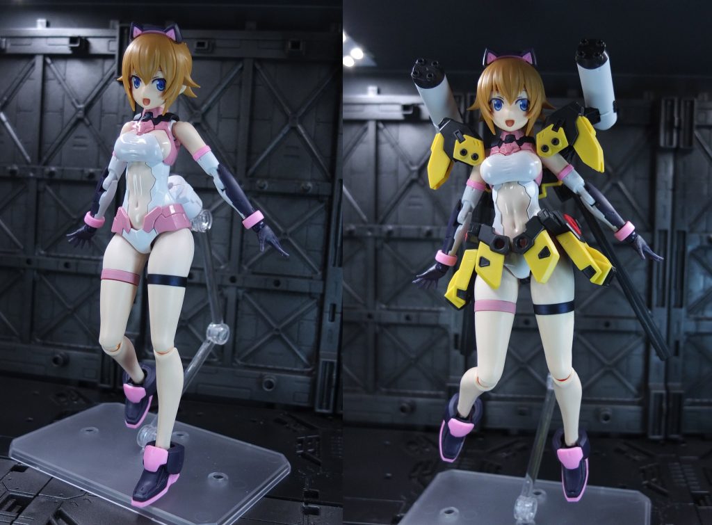 30msオプションボディと付け替えてみました(腕と足は元のままです)サイズ感も同じなので違和感ありませんが、30msのオプションボディによっては太ももの太さに注意ですアーマーも装着出来るので30msのボディだけあれば色々変更できると思います(リシェッタに近いサイズなら)