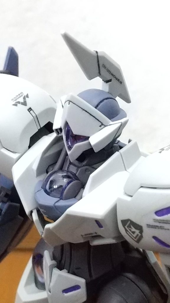 頭部アップ。アンテナはヤスリで先端を少し削って尖らせています。