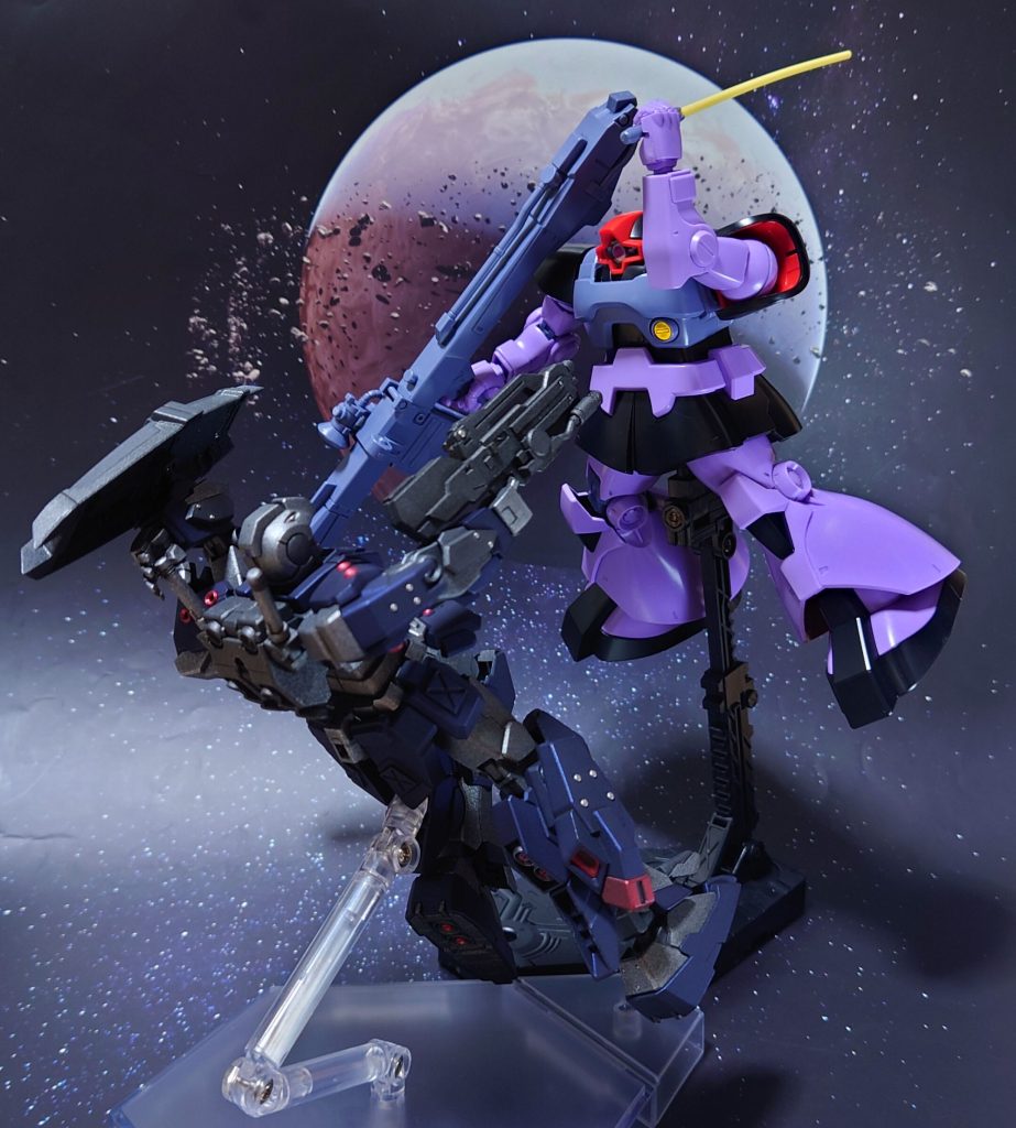 ジオン残党との戦闘、手練れの“リック・ドム”に接近を許すが。反撃はさせてもらう。