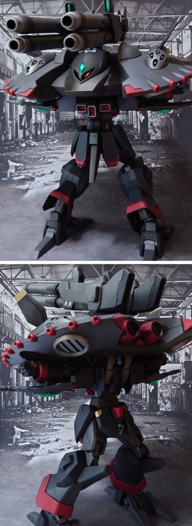 MA形態の前後ろ。バックパックは一度取り付けると(奥まで挿し込むと)外せなくなるため、甘挿し状態で撮影しています。