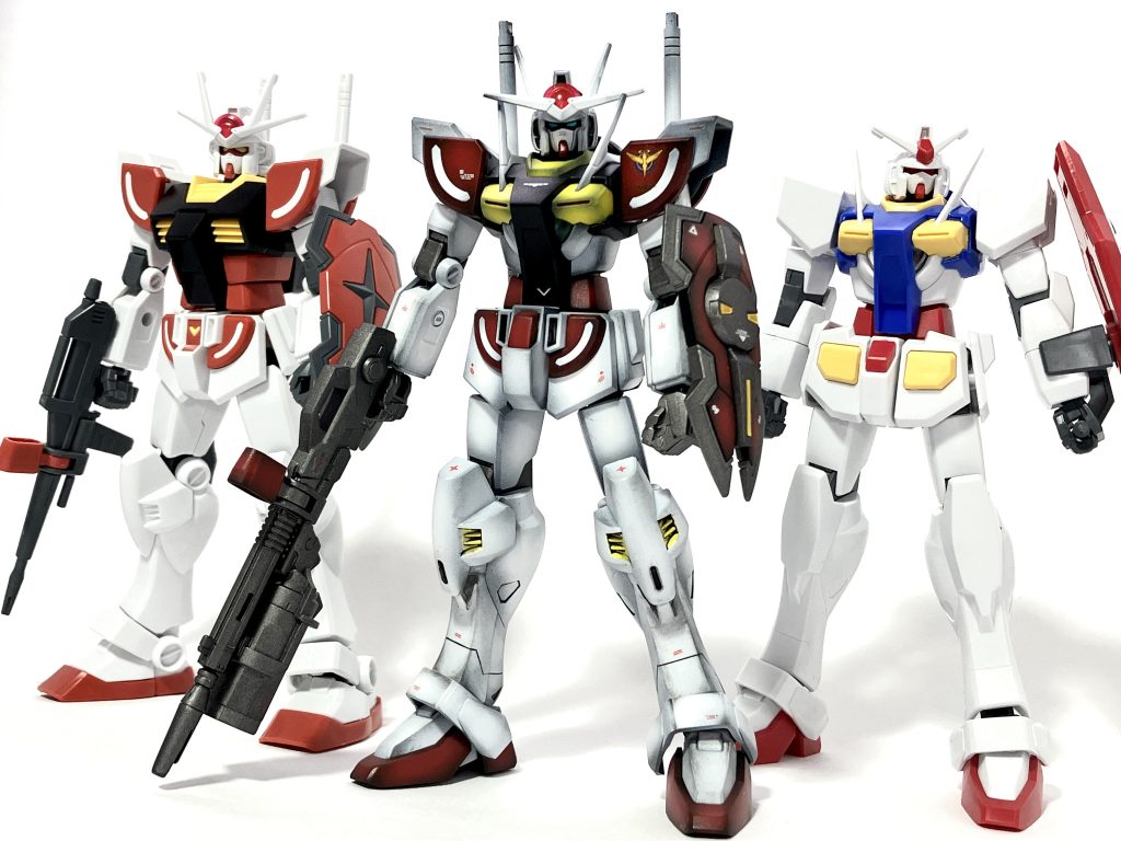 ベース機体のラーガンダム、Oガンダムと並べて。カロリーが低いミキシングなので塗装を黒立ち上げグラデ塗装で仕上げてみました。が、慣れてないのでどっちつかずな感じに😅次はもっと露骨に黒を目立たせてもいいかもですねー精進します。というワケでGN-ラーガンダムでした。ここまでご覧いただきありがとうございました!