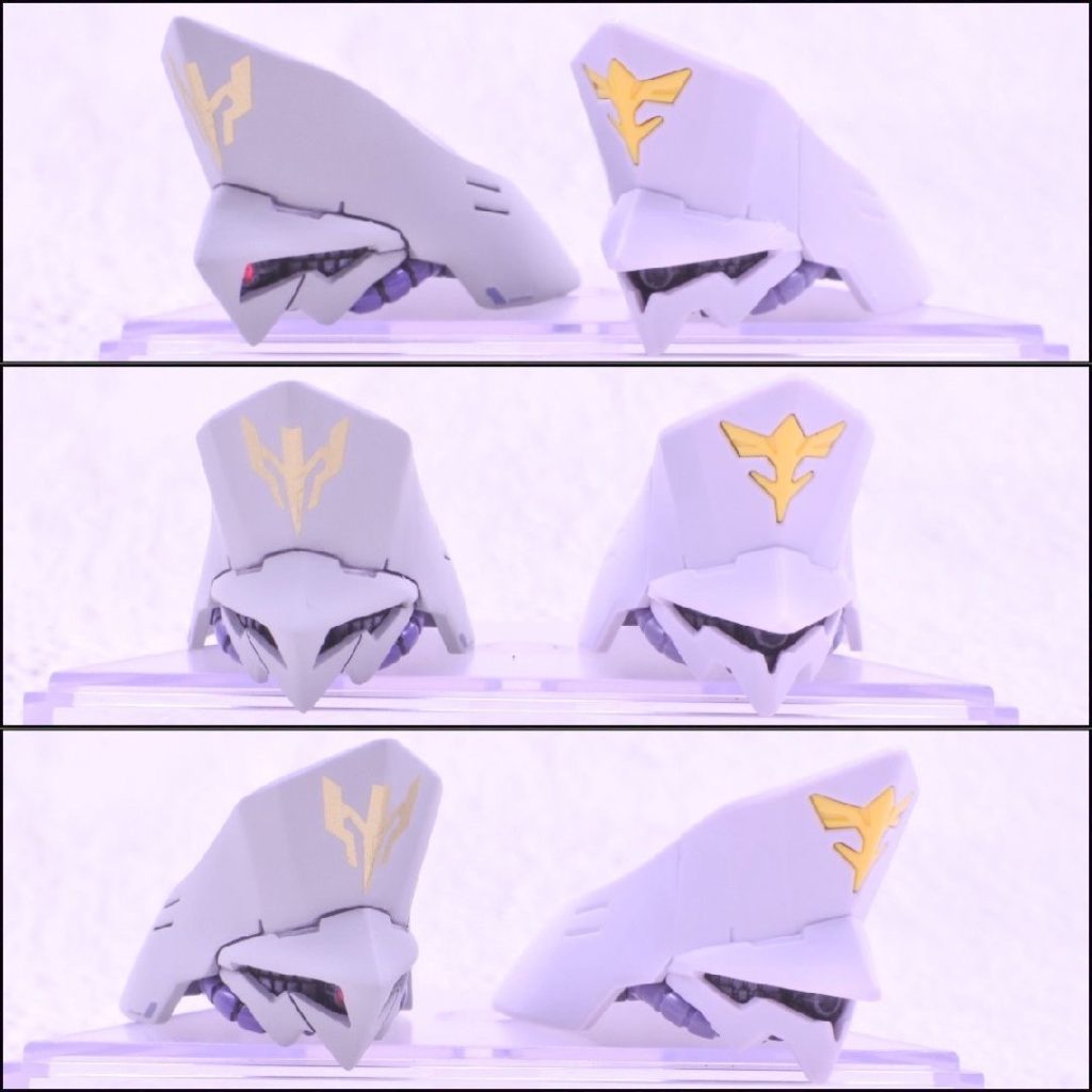 前回投稿したサイコ・ドーガのカスタムヘッドバージョン。モノアイスリット中央にプラ板とSSPで仕切りを造形。ヤクト・ドーガに寄せることを想定していたが、直線的な造形にしたため、MHのような印象に…額のエンブレムはSSPで埋め、ガンダムデカールの袖付き用デカールを切り貼りして「それらしく」調整。