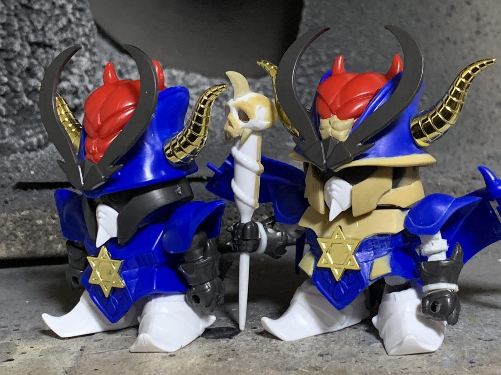 パテ盛り中の画像です。最終的にはもっと盛ってますが、ほとんどのパーツがBB戦士のパーツで構成されています。