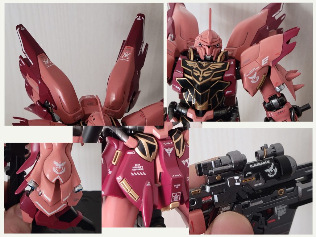 塗り分けだけでなく、デカールでもシャア専用をアピールしました。