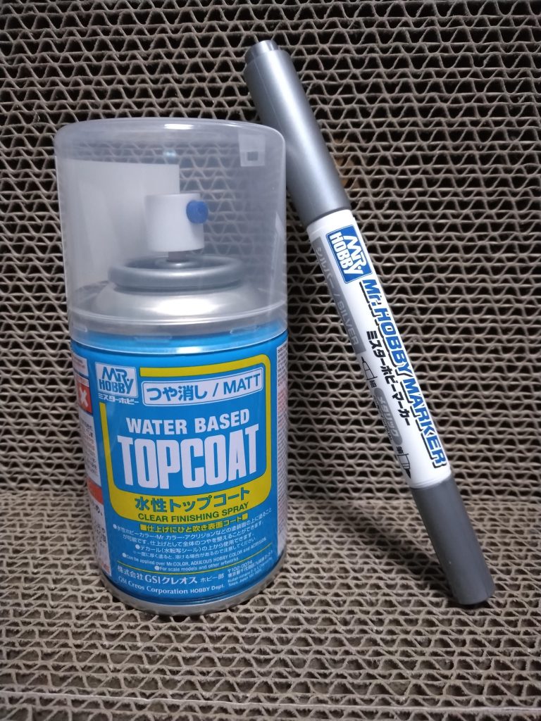 今回使ったマテリアル紹介~・ミスターホビーマーカーシルバー  ・トップコートえ・・こんだけ・・・と思ったあなた。本当にこんだけしか使ってません笑ミスターホビーマーカーがむっちゃよさげなので、マジでおすすめです。
