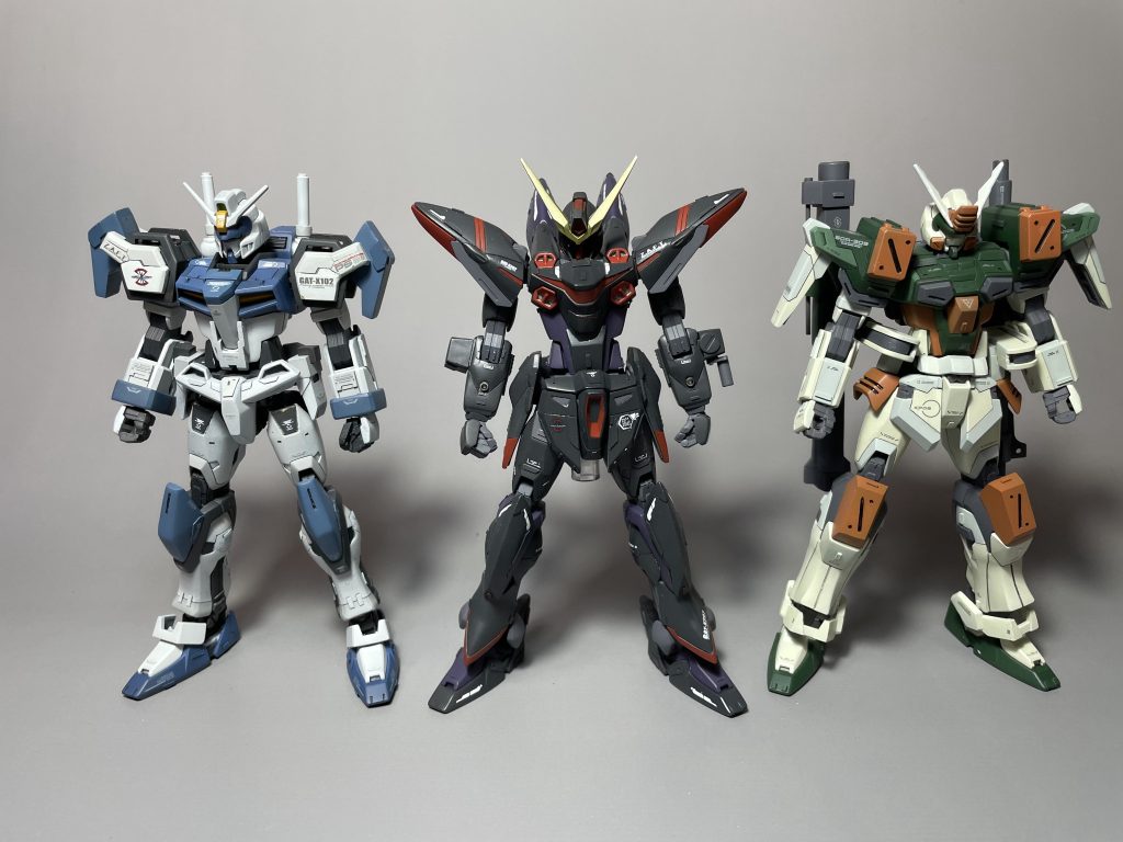 全機EG仕様にしているので統一感ばっちりです。イザークとかめちゃくちゃ二コルのこと思っててなんかホント好き是非ほかの二機も見てやってください！！EGデュエルはこちらEGバスターはこちら